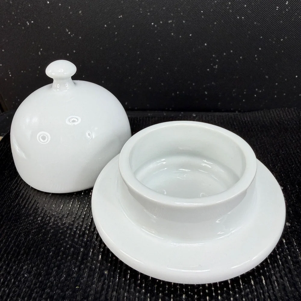 Pier 1 White Ceramic Mini Cloche Caviar Butter Dish Individual Serving Domed Lid